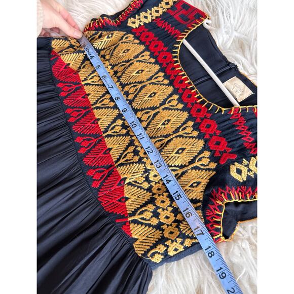 Anthropologie Edme & Esyllte Women Aztec Embroidered A-Line Dress Blue SZ Medium - Picture 12 of 13